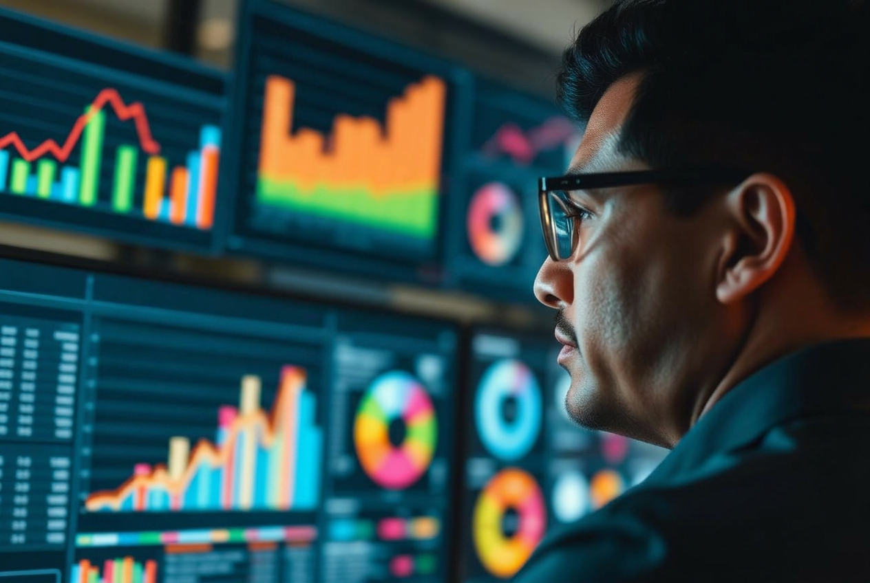 Dashboard con métricas operativas en pantalla grande
