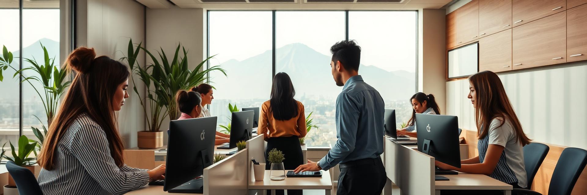 Equipo de atención al cliente en un entorno moderno y corporativo en Guatemala