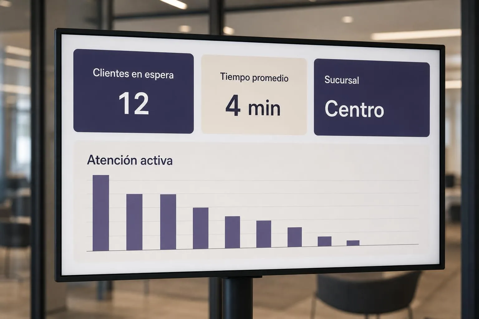Tablero de gestión de filas y turnos en tiempo real