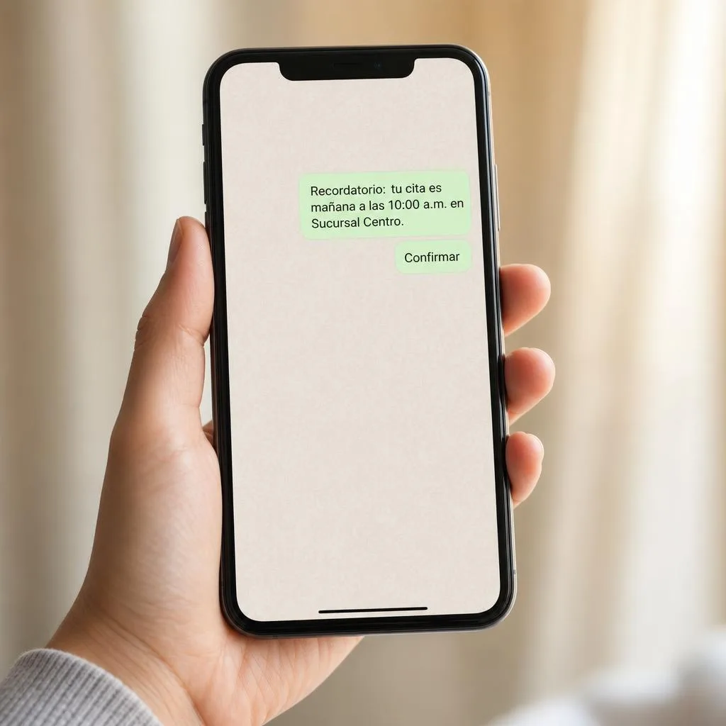 Recordatorio de cita por WhatsApp del software de agendamiento INTELITURNOS